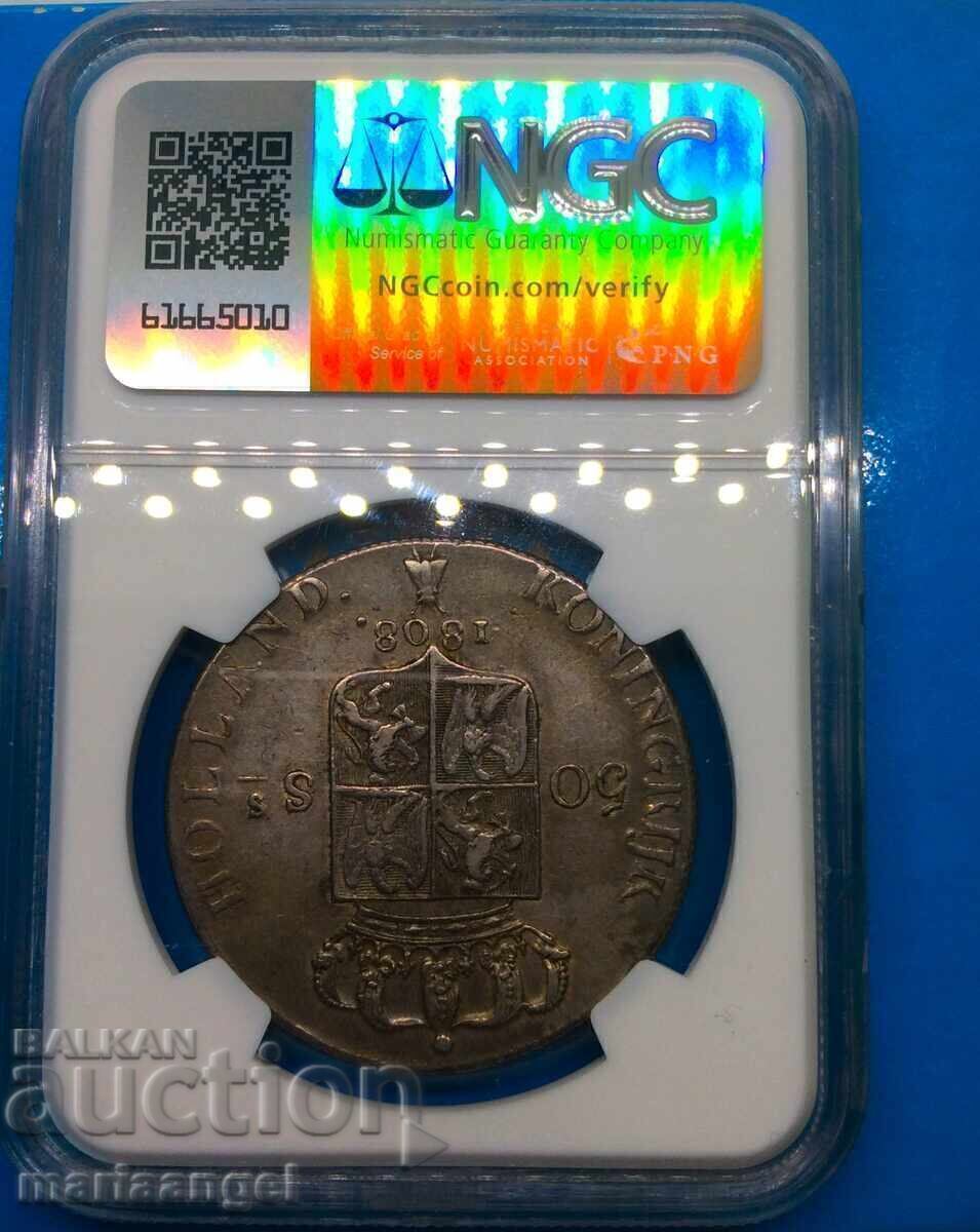 Louis Napoleon 1808 50 Stiver Netherlands NGC AU 50 Ag with price 1329.00 BGN | € 679.51