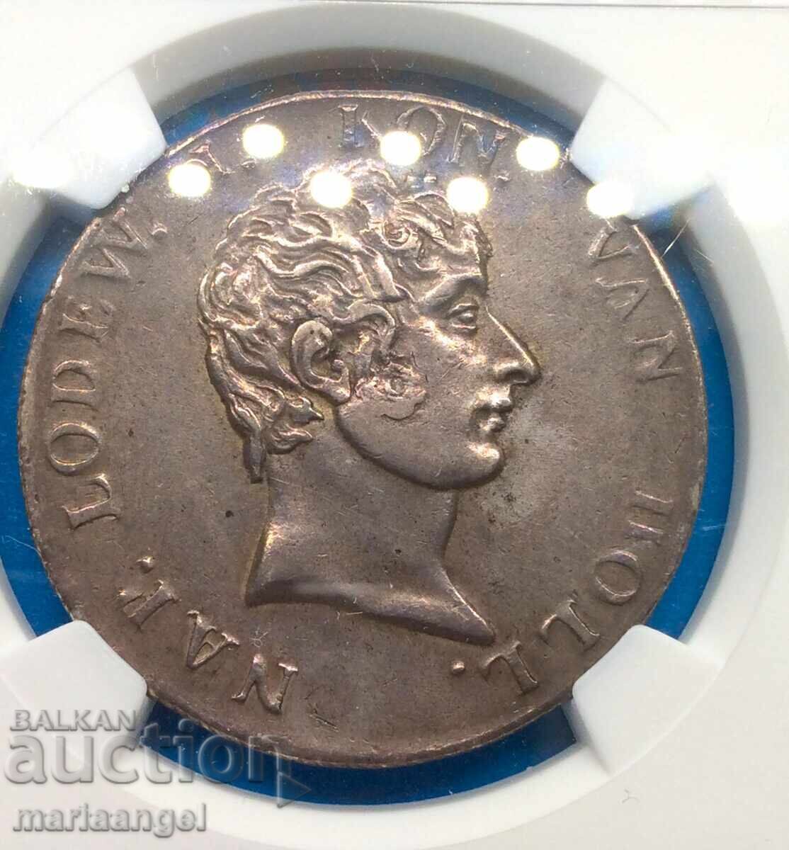 Louis Napoleon 1808 50 Stiver Netherlands NGC AU 50 Ag - 6