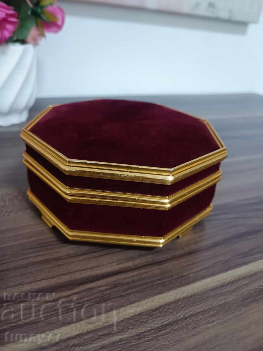Винтиж кадифен кутия за бижута с маркировка огледало - 6 Винтиж кадифен кутия за бижута с маркировка огледало - 6