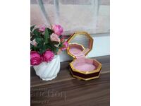 Cutie de bijuterii din catifea vintage cu oglindă și marcaj