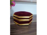 Cutie de bijuterii vintage mare din catifea cu marcaj