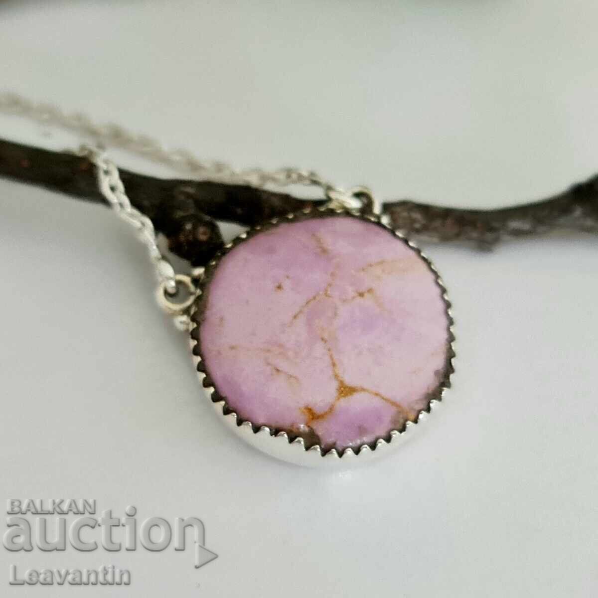 Silver necklace with natural purple phosphosiderite with price 86.00 BGN | € 43.97