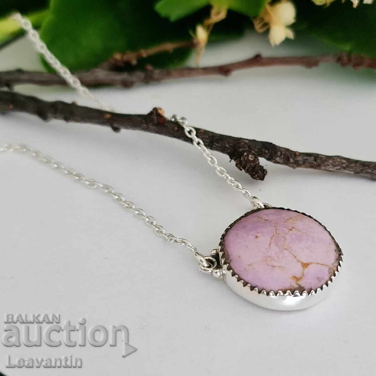 Delivery of Silver necklace with natural purple phosphosiderite