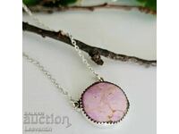 Silver necklace with natural purple phosphosiderite