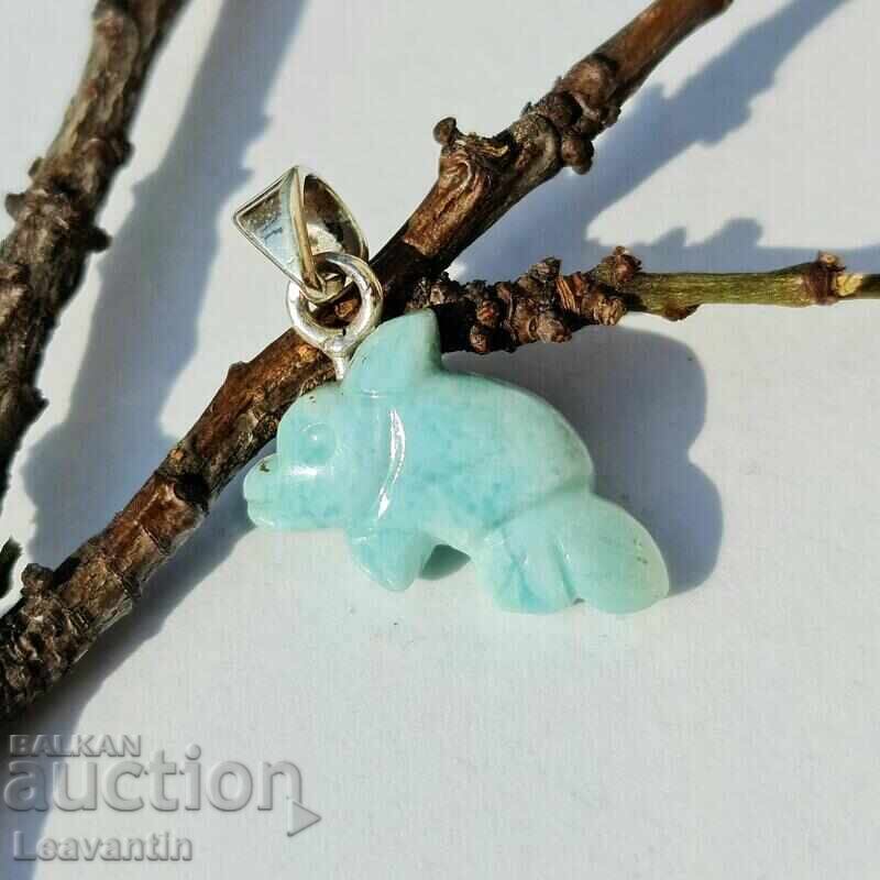 Auction Silver Pendant "Heart of Atlantis" with Larimar Auction Silver Pendant "Heart of Atlantis" with Larimar