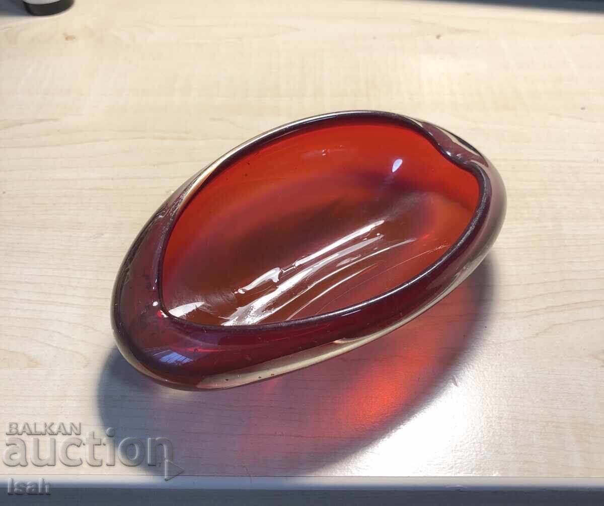 Auction  Ashtray made of red glass