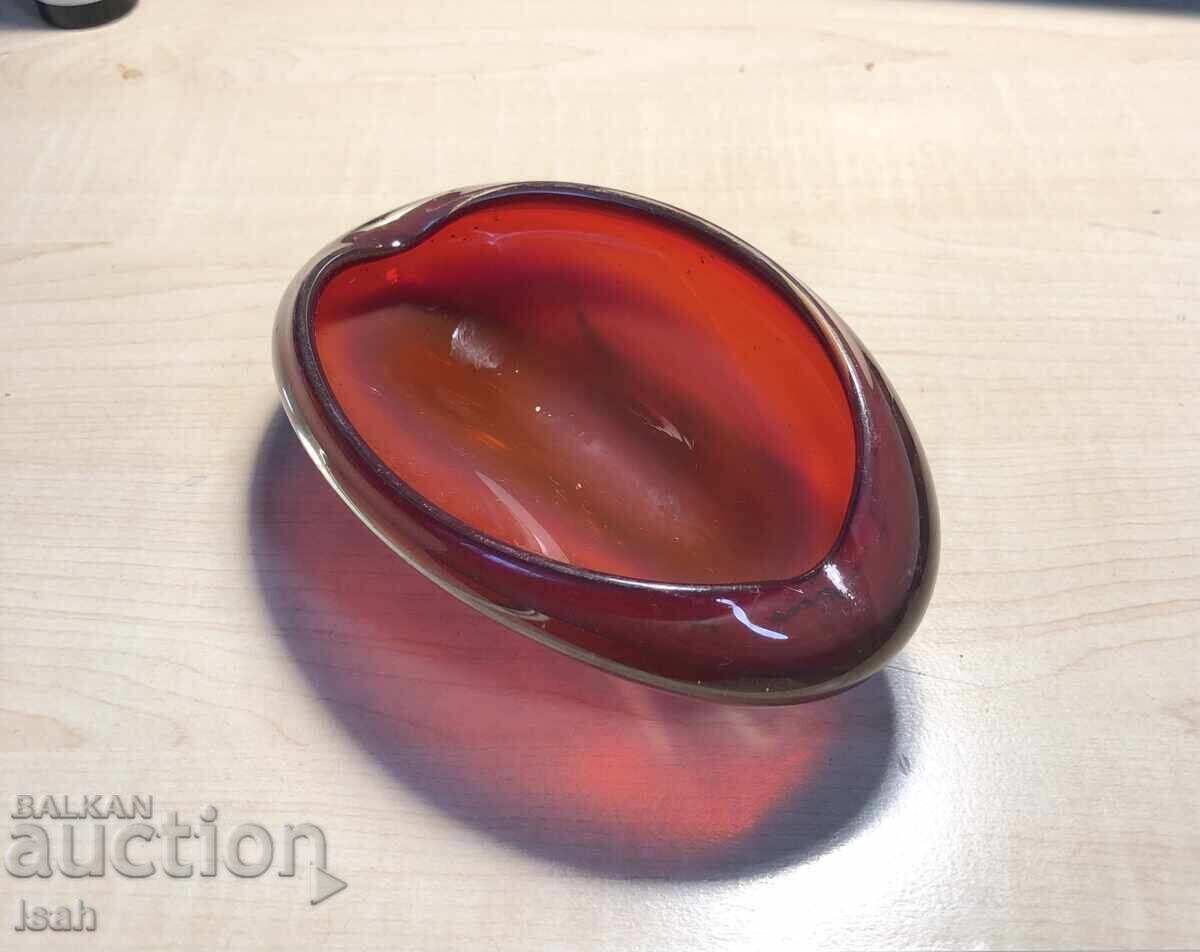 Ashtray made of red glass