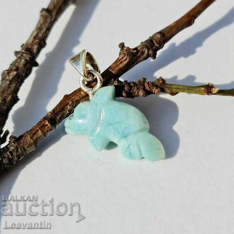 Auction  Silver Pendant "Heart of Atlantis" with Larimar