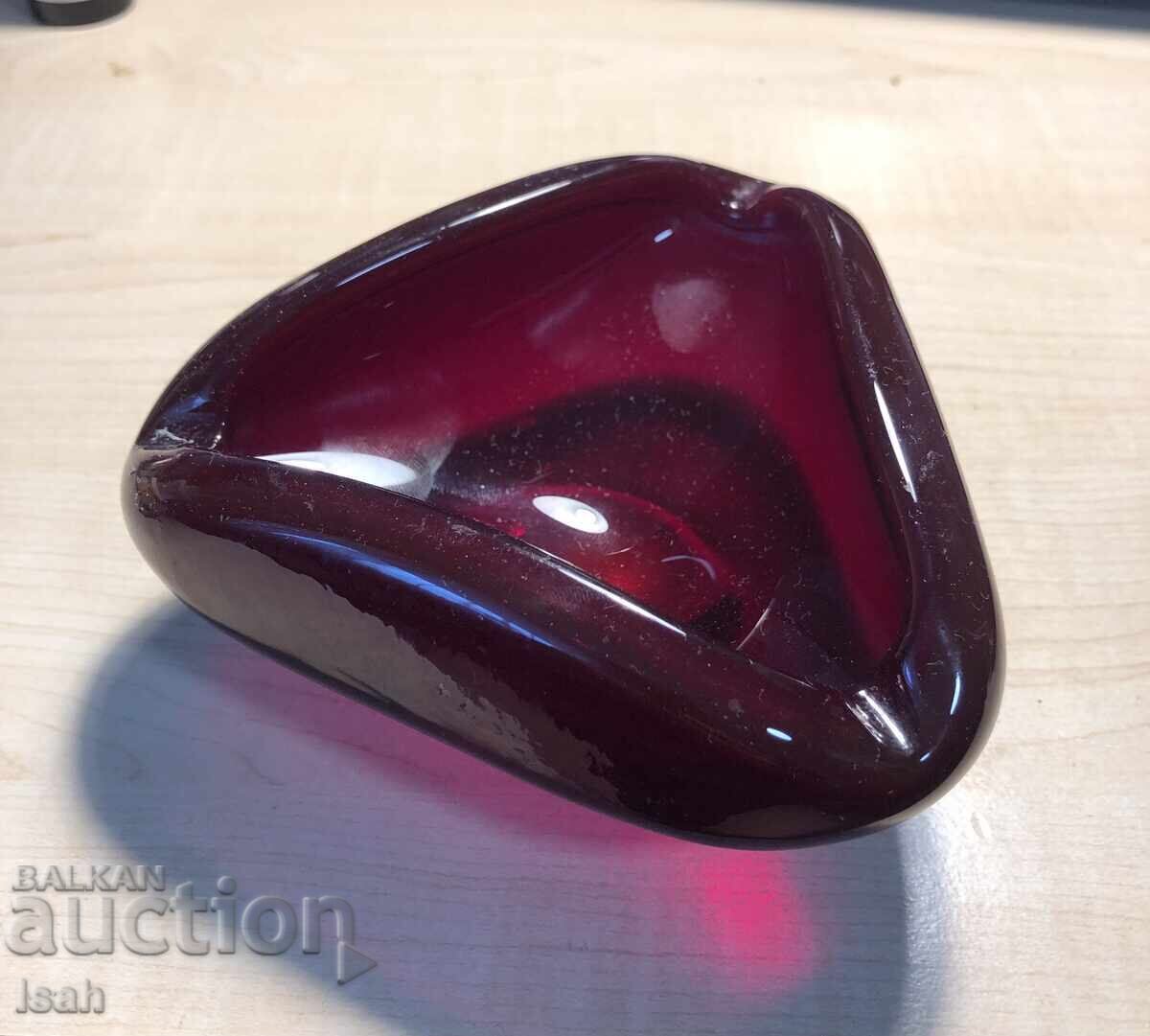 Ashtray made of red glass