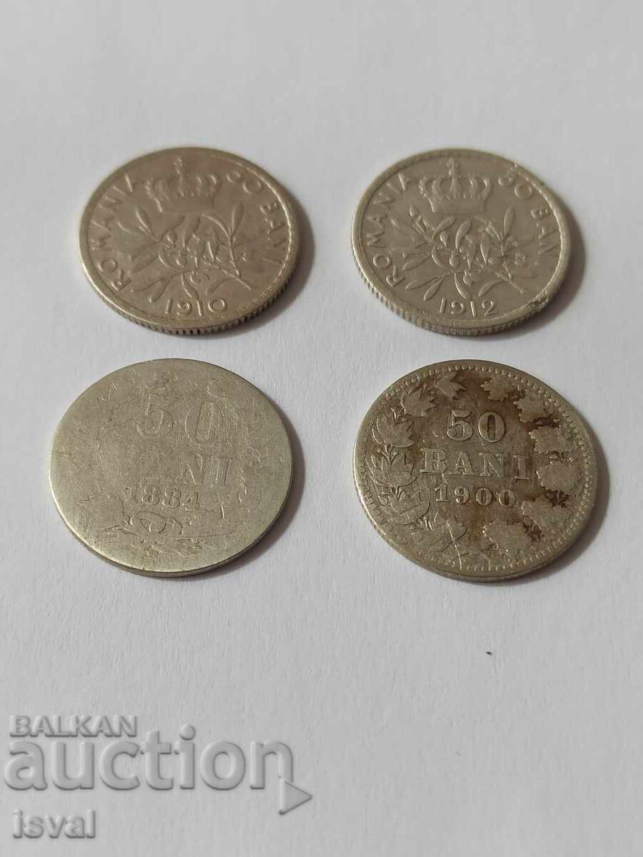 50 bani - 1884, 1900, 1910 and 1912 - Lot with price 24.00 BGN | € 12.27 50 bani - 1884, 1900, 1910 and 1912 - Lot with price 24.00 BGN | € 12.27