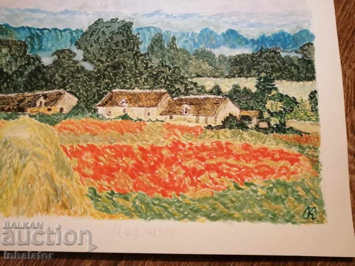 Licitație Acuarelă The homestead 41,5 - 28,5 cm