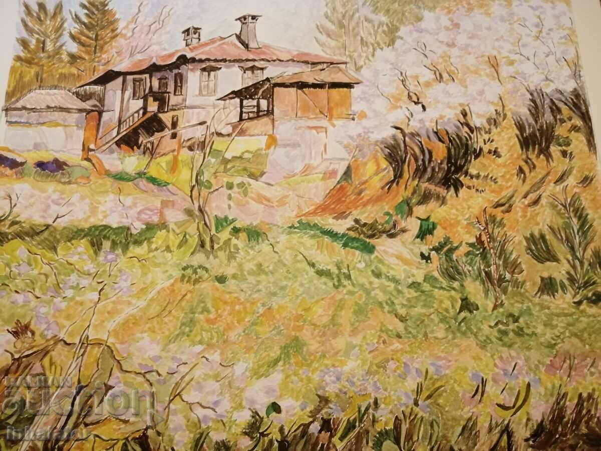 Παράδοση Ακουαρέλα αγροτικό τοπίο 36 - 30.5 εκ