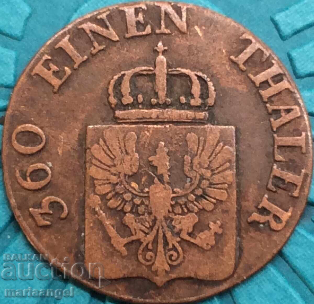 1 пфениг 1844 Прусия Германия - рядка година - 6