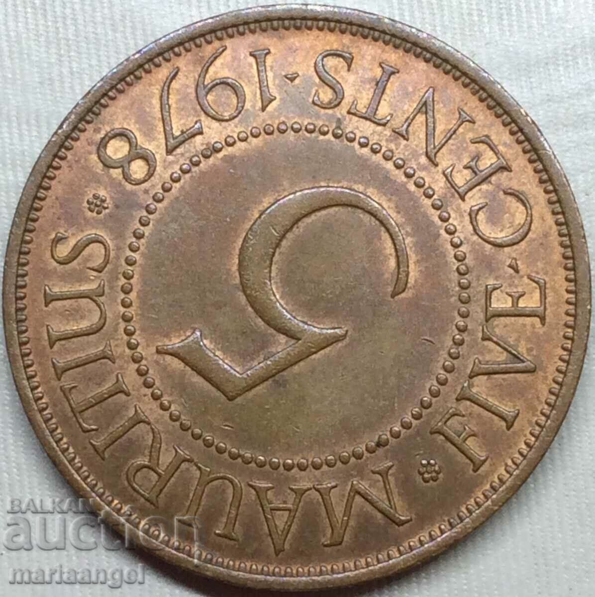 Δημοπρασία 5 cents 1978 Mauritius Elizabeth II 28mm Δημοπρασία 5 cents 1978 Mauritius Elizabeth II 28mm