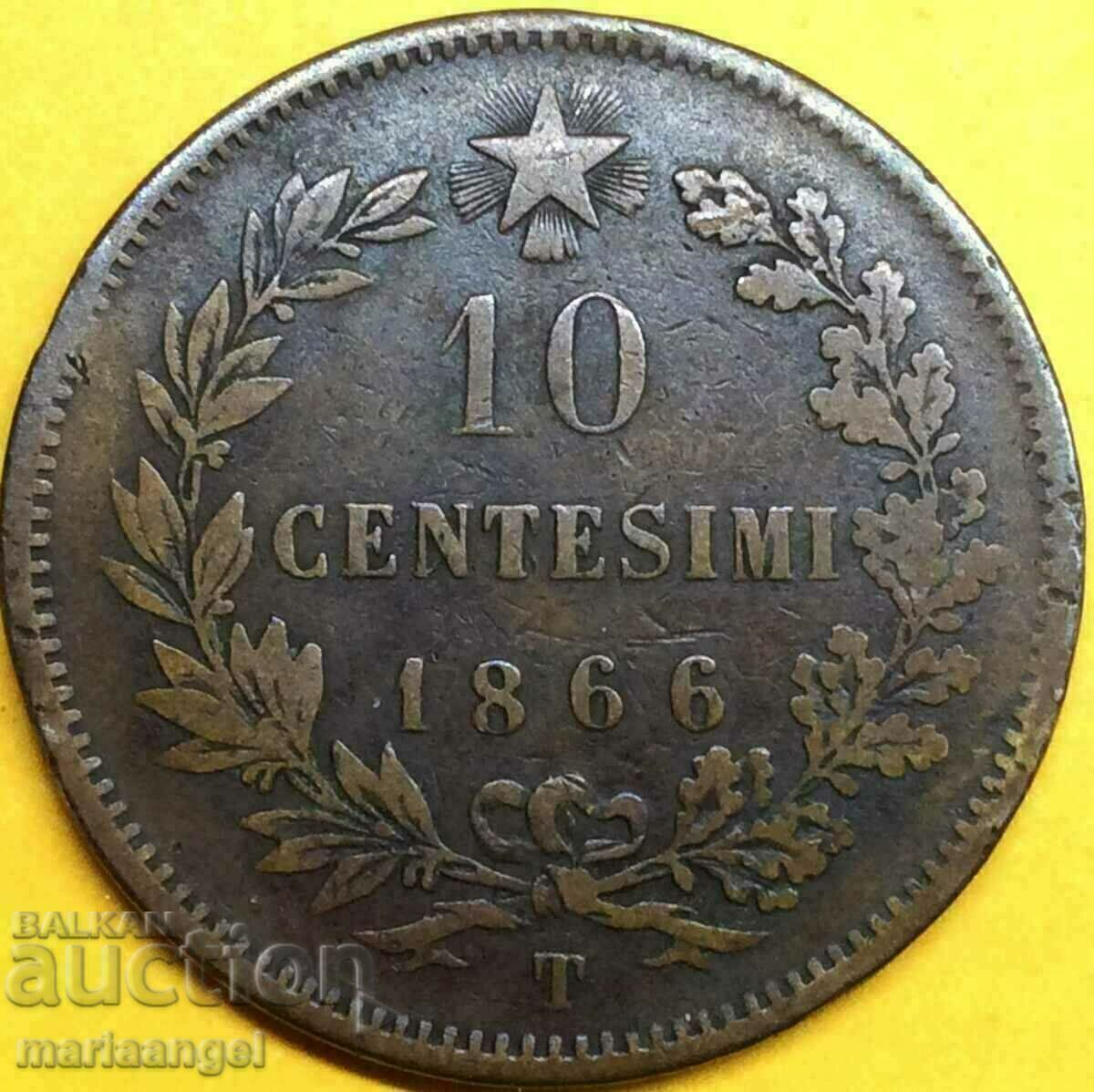 10 centesimi 1866 T - Τορίνο Ιταλία 30 χλστ