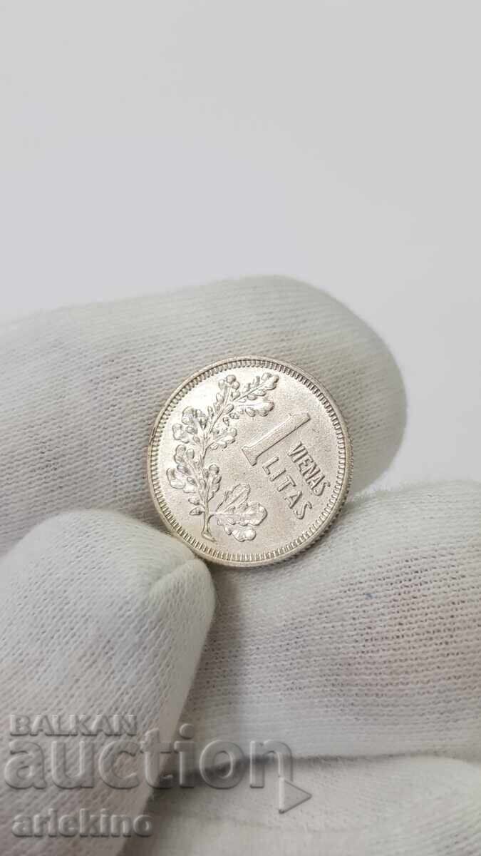 Auction  Rare silver coin 1 litas - 1925 g. Lithuania with luster