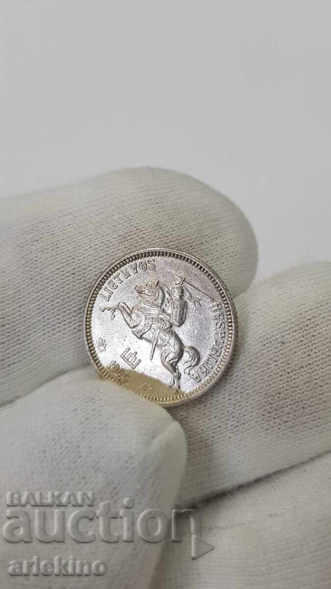 Rare silver coin 1 litas - 1925 g. Lithuania with luster - 6