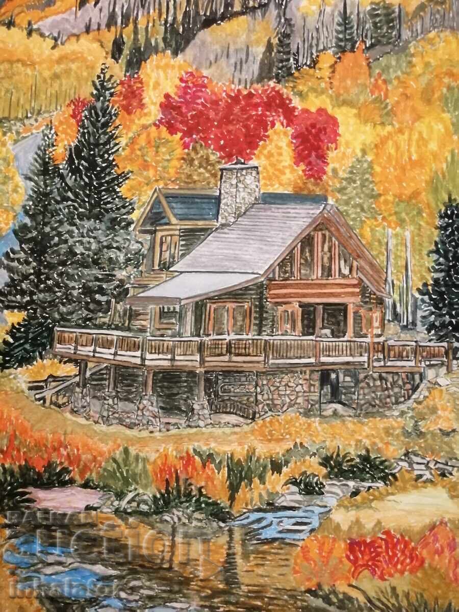 Παράδοση Ακουαρέλα Χρυσή φθινόπωρο 28-16 cm Παράδοση Ακουαρέλα Χρυσή φθινόπωρο 28-16 cm