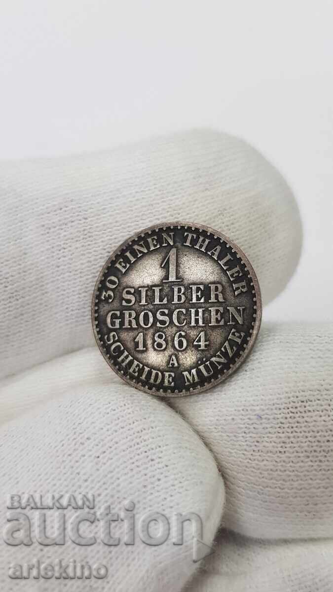 Колекционна монета 1 silbergroschen 1864 A - Прусия - 6 Колекционна монета 1 silbergroschen 1864 A - Прусия - 6