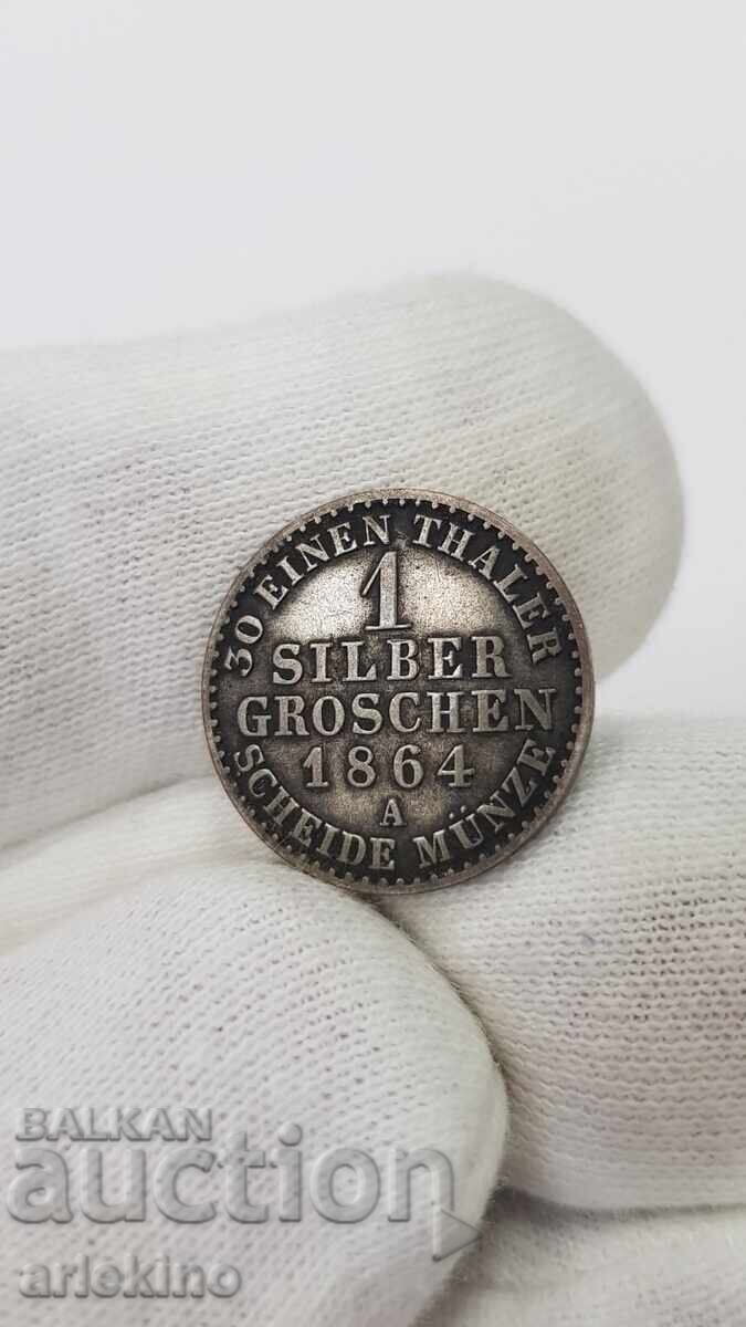 Monedă de colecție 1 silbergroschen 1864 A - Prusia
