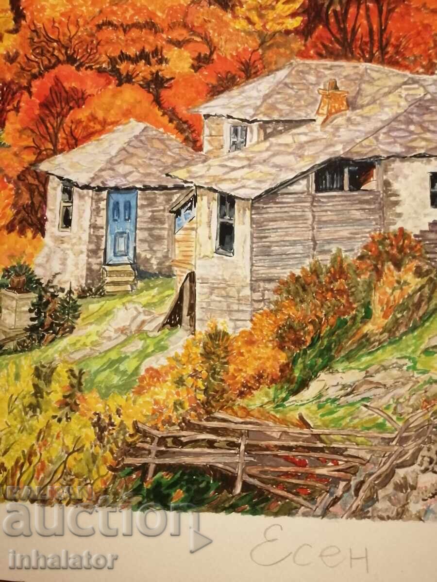 Παράδοση Ακουαρέλα Φθινόπωρο 30 - 30 εκ