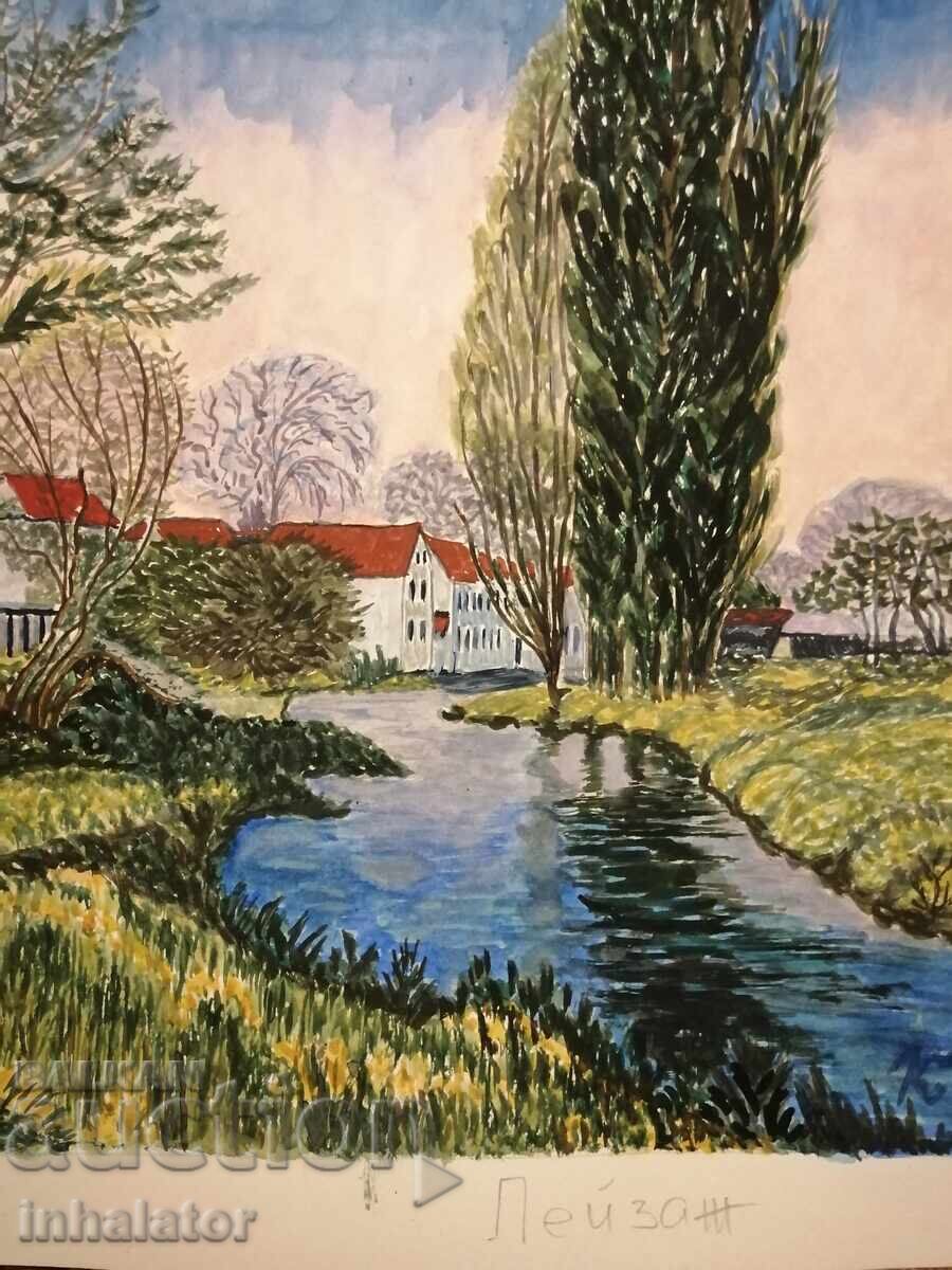 Auction Watercolor Landscape 25 - 36 cm Auction Watercolor Landscape 25 - 36 cm