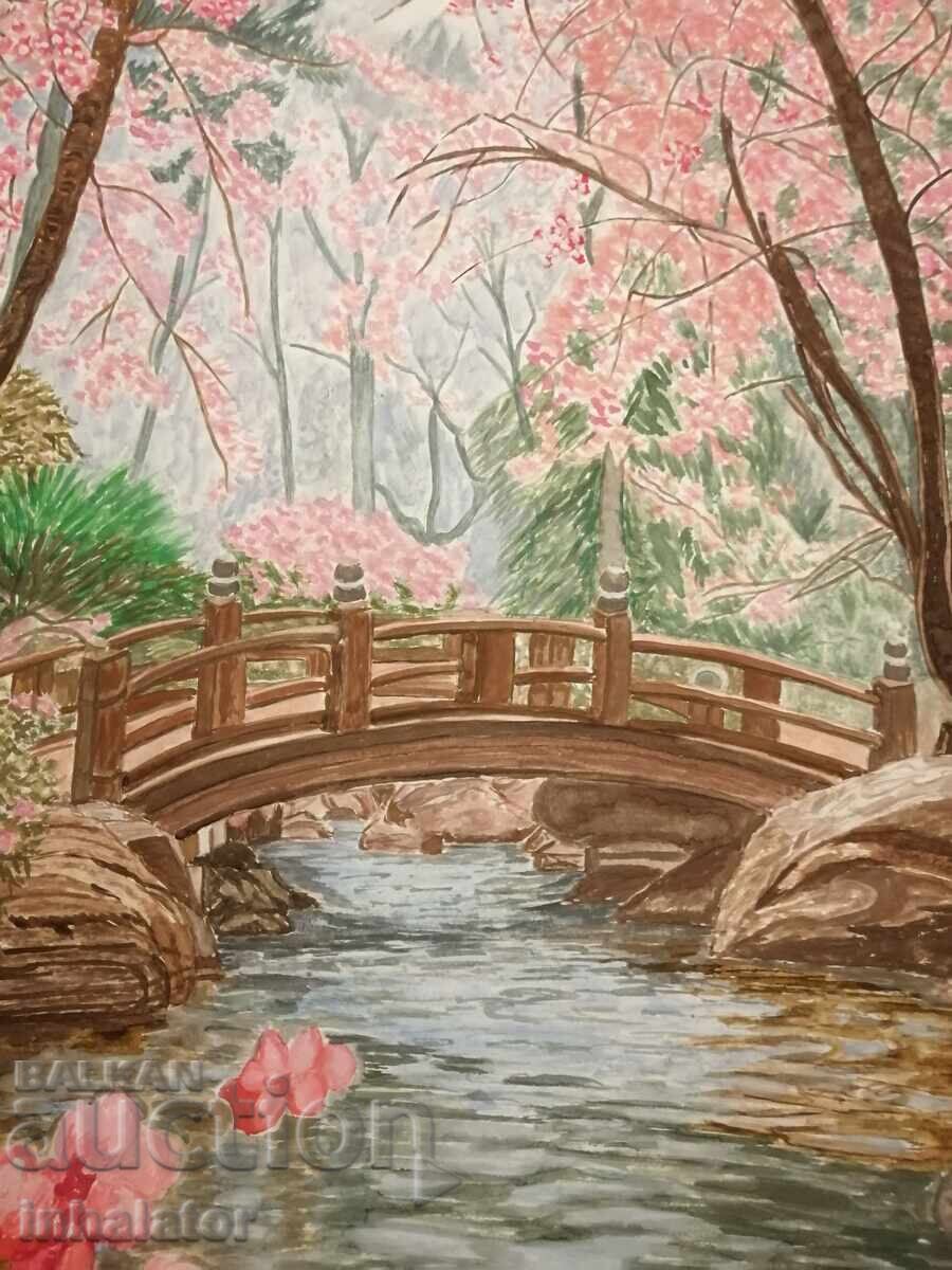 Livrarea Acuarelă pod peste Pârâu 27 - 39 cm