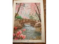 Acuarelă pod peste Pârâu 27 - 39 cm