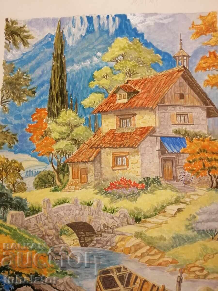 Ακουαρέλα ορεινό τοπίο 28 - 40 εκ με τιμή 30.00 BGN | € 15.34 Ακουαρέλα ορεινό τοπίο 28 - 40 εκ με τιμή 30.00 BGN | € 15.34