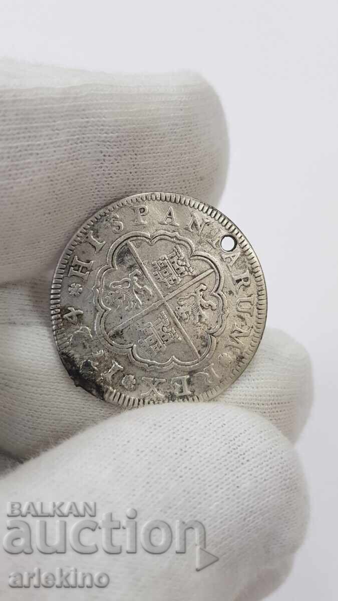 Auction  Collectible Silver Coin 2 Reales 1724 Spain - 5.61