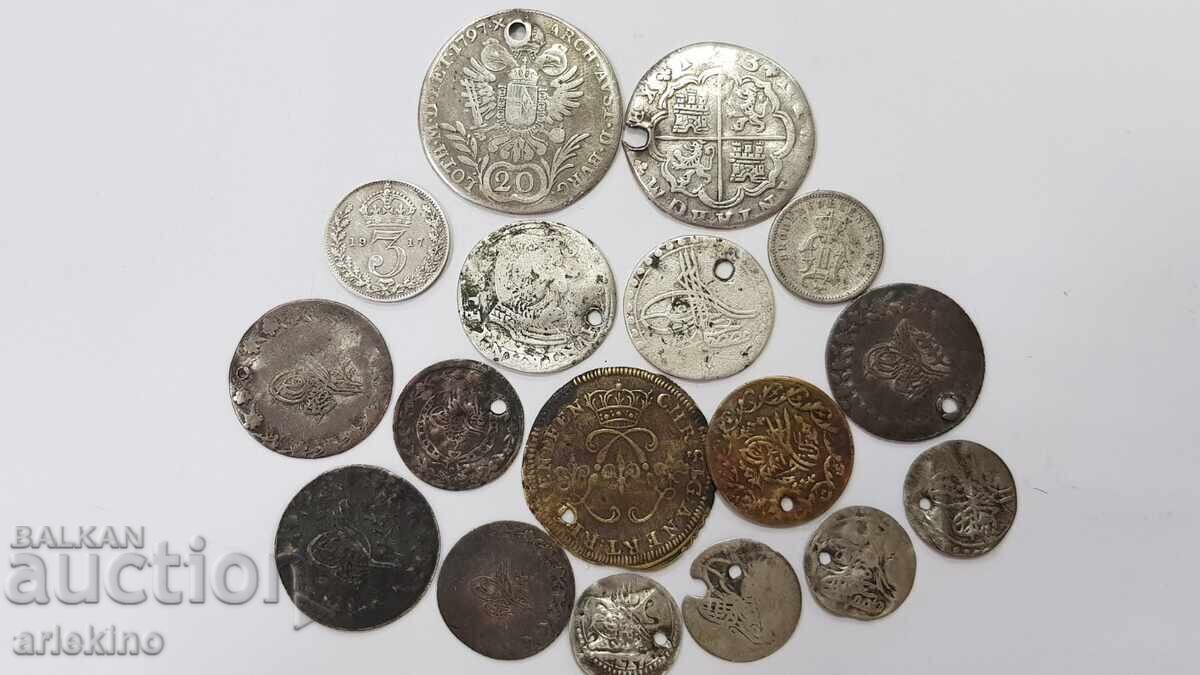 17 бр. стари монети за накити, носия, сребро, бронз и други с цена 68.00 лв. | € 34.77