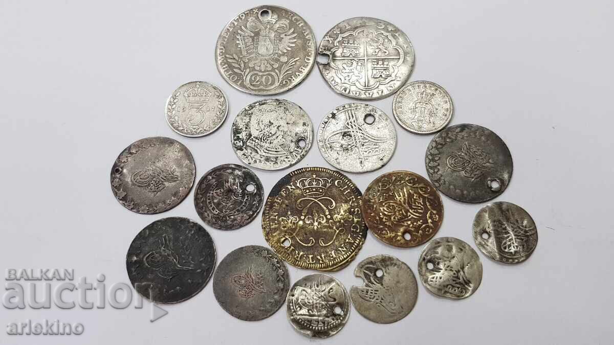 Аукцион 17 бр. стари монети за накити, носия, сребро, бронз и други