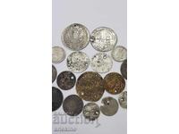17 buc. monede vechi pentru bijuterii, costum popular, argint, bronz și altele