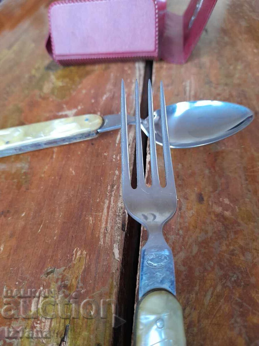 Old folding fork and spoon P. Denev - 5