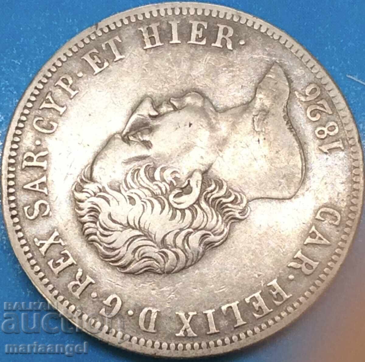 Licitație 5 lire 1826 Sardinia Italia Carlo Felice 24,99g argint Licitație 5 lire 1826 Sardinia Italia Carlo Felice 24,99g argint