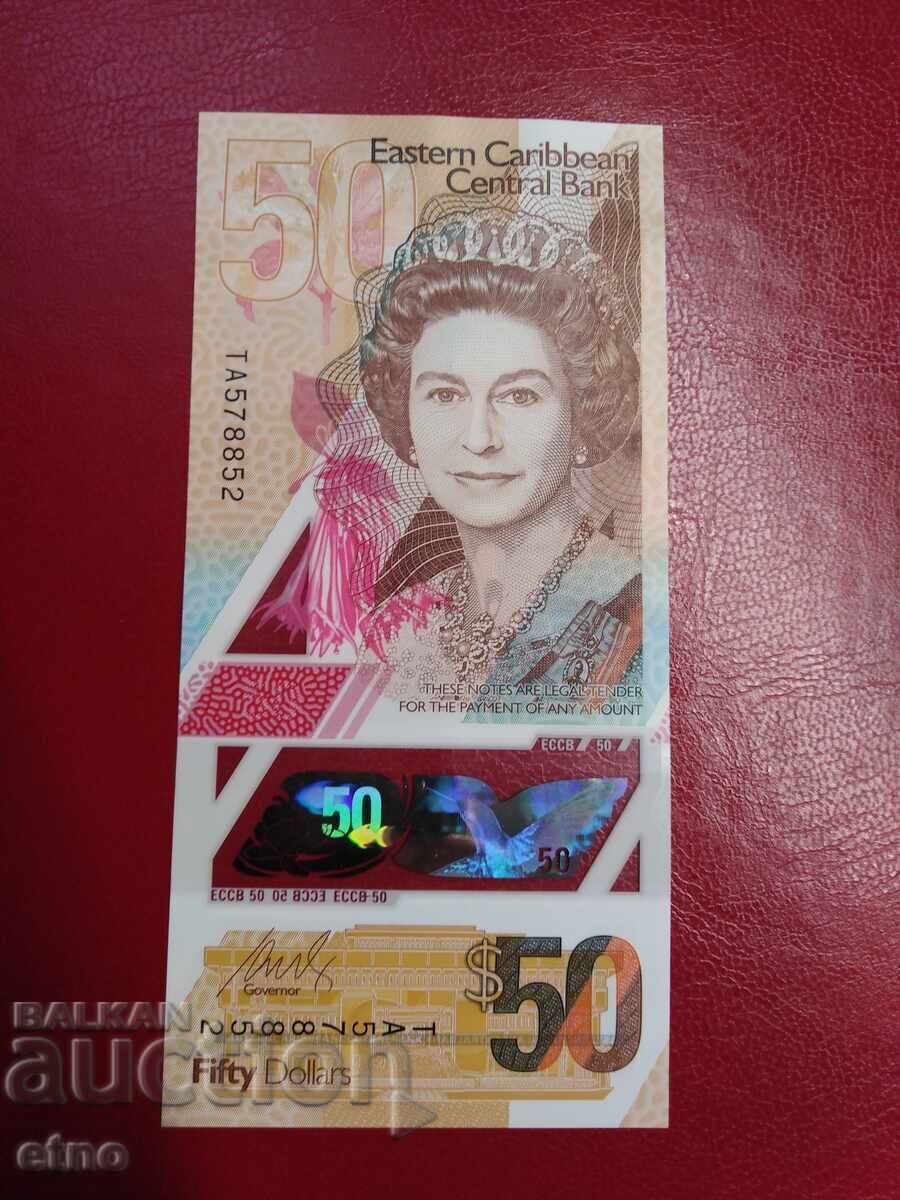 EAST CARIBBEAN 50 $ issue 2019 NEW UNC POLYMER