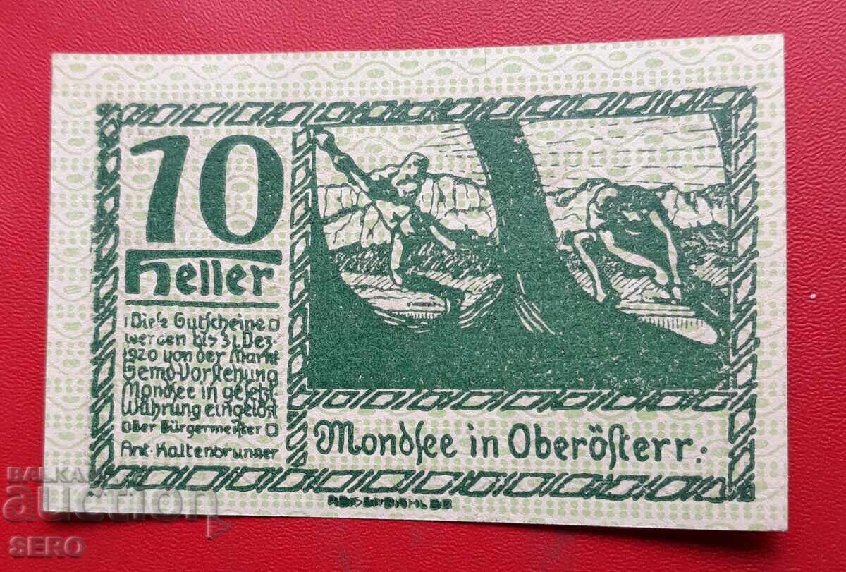 Τραπεζογραμμάτιο-Αυστρία-Άνω Αυστρία-Μοντσί-10 χέλερ 1920 με τιμή 1.20 BGN | € 0.61
