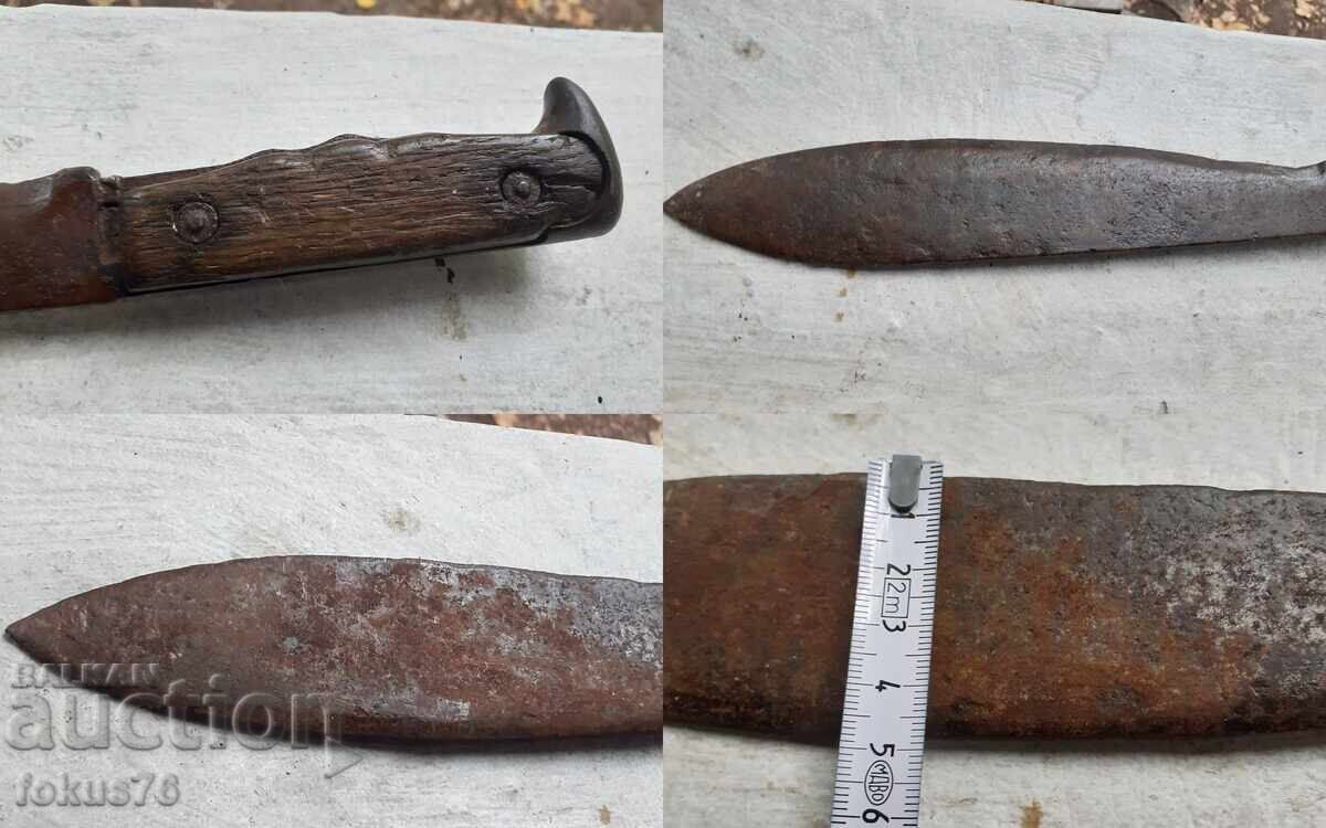 Παλιό, μαζικό, σφυρήλατο, στρατιωτικό μαχαίρι μάχης, ματσέτα, σήμανση ΠΣΒ - 7