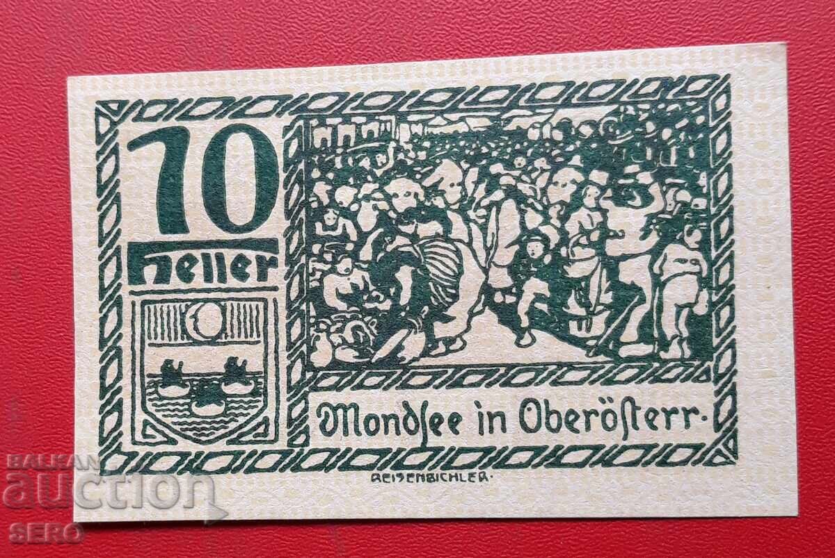Bancnotă-Austria-Austria Superioară-Mondsee-10 Heller 1920 Bancnotă-Austria-Austria Superioară-Mondsee-10 Heller 1920