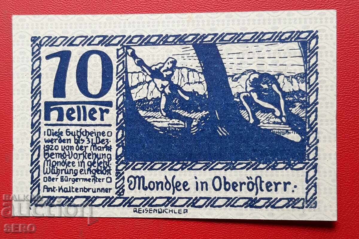 Τραπεζογραμμάτιο-Αυστρία-Άνω Αυστρία-Μοντσί-10 χέλερ 1920 με τιμή 1.20 BGN | € 0.61