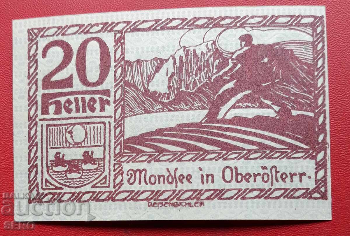 Τραπεζογραμμάτιο-Αυστρία-Άνω Αυστρία-Μοντσί-20 χέλερ 1920 με τιμή 1.20 BGN | € 0.61