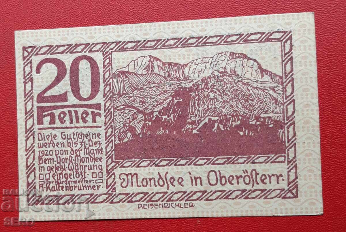 Τραπεζογραμμάτιο-Αυστρία-Άνω Αυστρία-Μοντσί-20 χέλερ 1920