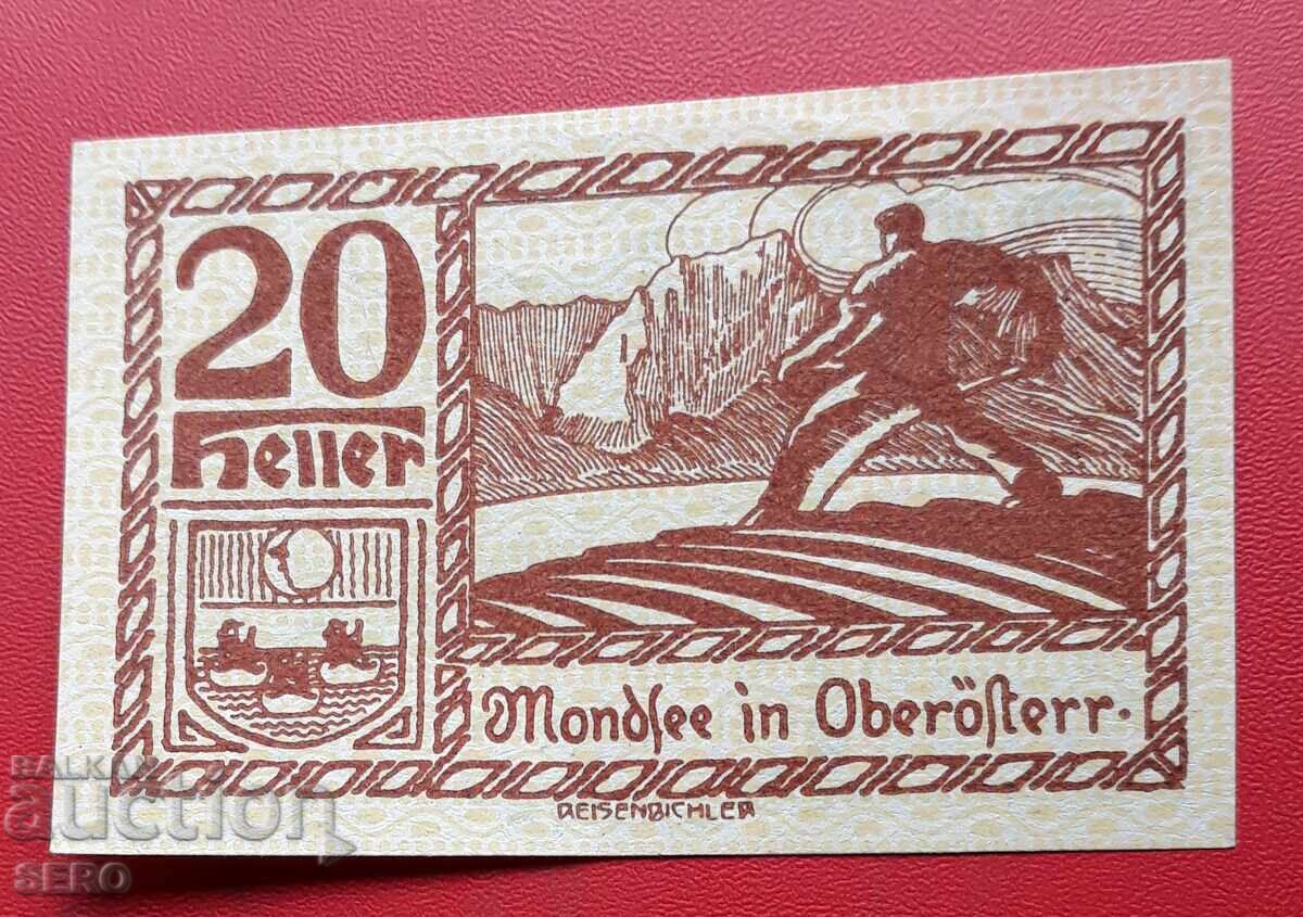 Τραπεζογραμμάτιο-Αυστρία-Άνω Αυστρία-Μοντσί-20 χέλερ 1920 με τιμή 1.20 BGN | € 0.61