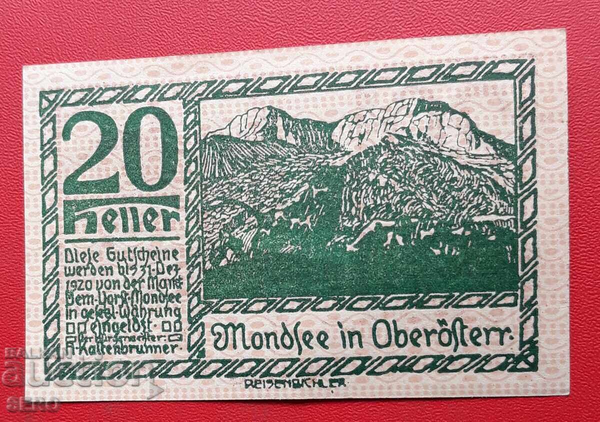 Τραπεζογραμμάτιο-Αυστρία-Άνω Αυστρία-Μοντσί-20 χέλερ 1920