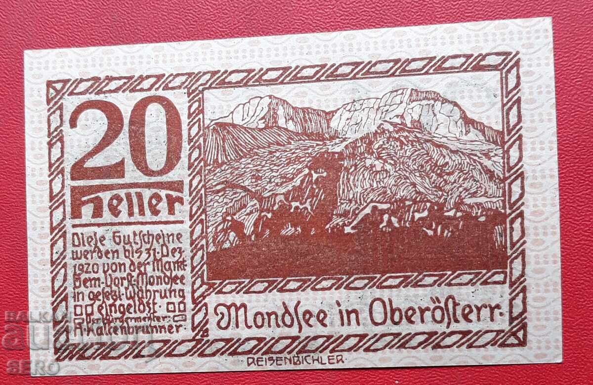 Τραπεζογραμμάτιο-Αυστρία-Άνω Αυστρία-Μοντσί-20 χέλερ 1920 Τραπεζογραμμάτιο-Αυστρία-Άνω Αυστρία-Μοντσί-20 χέλερ 1920