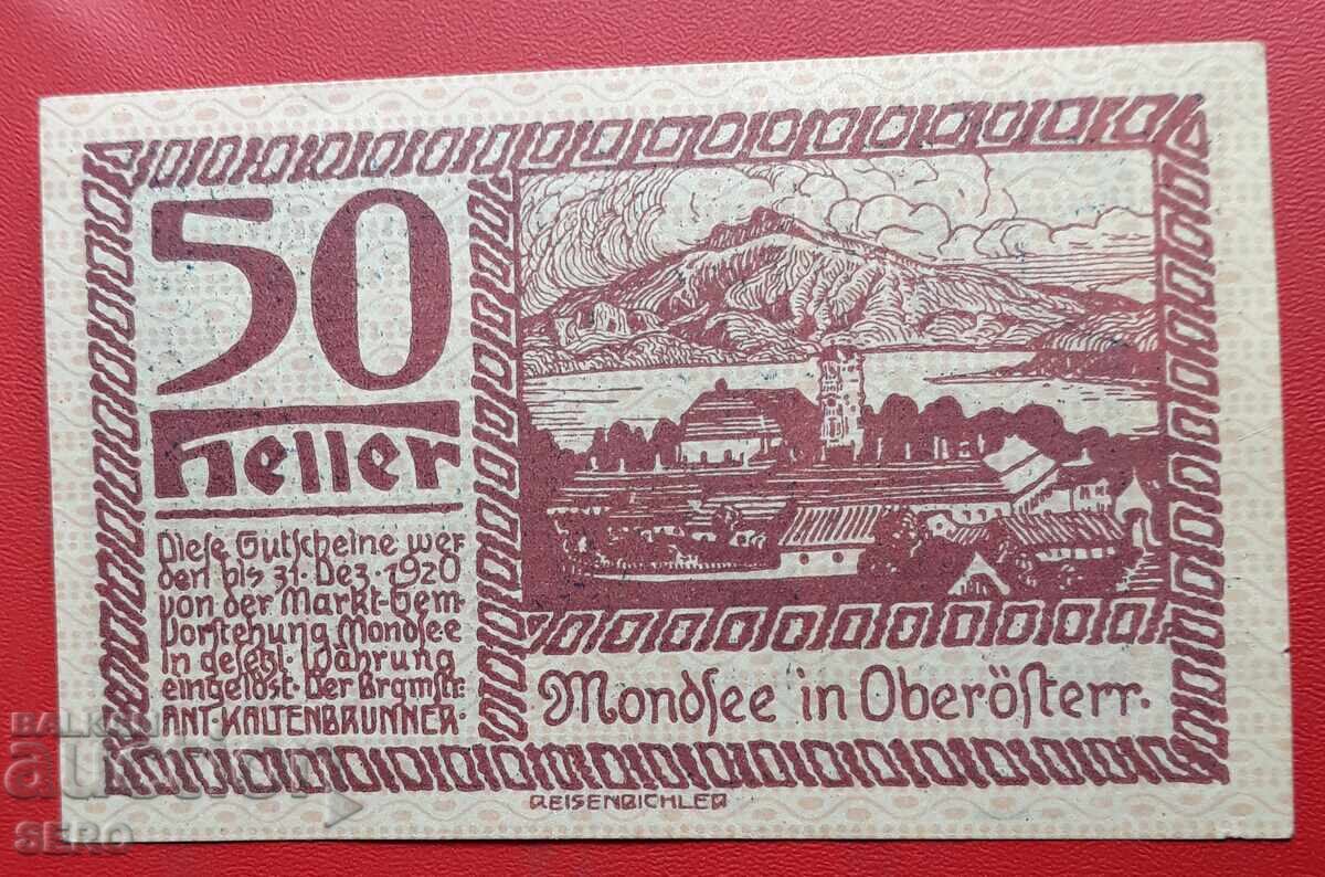 Bancnotă-Austria-Austria Superioară-Mondsee-50 Heller 1920