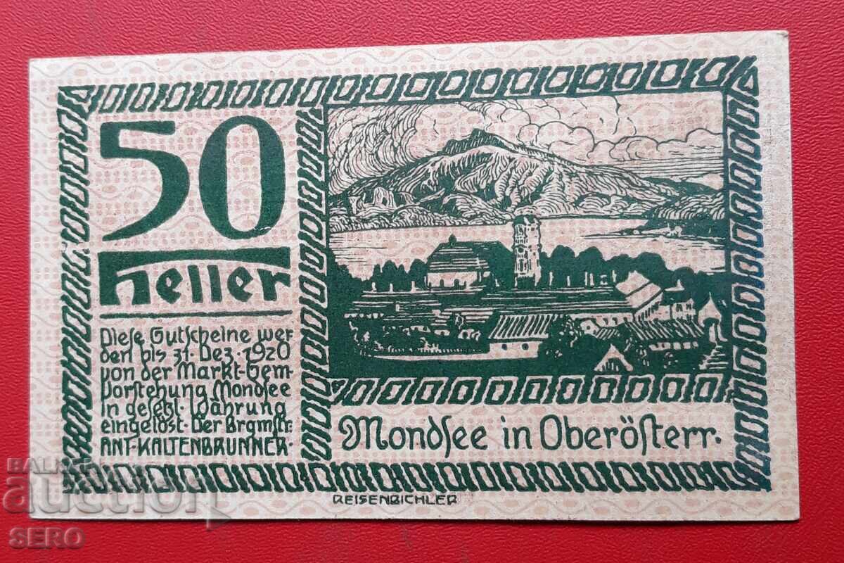 Bancnotă-Austria-Austria Superioară-Mondsee-50 Heller 1920