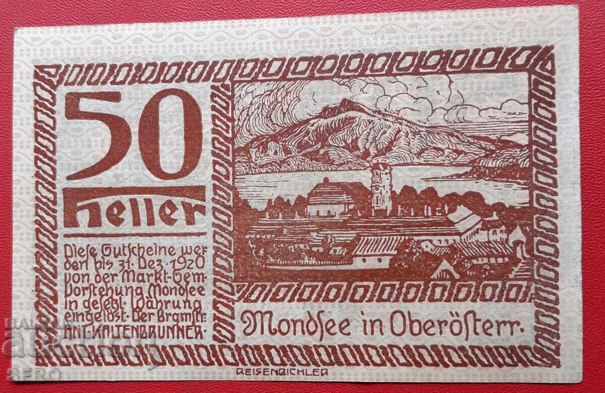 Bancnotă-Austria-Austria Superioară-Mondsee-50 Heller 1920