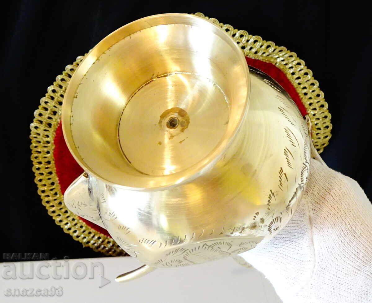 Bronze jug for rakia, ibrik, Aftaba, 36 cm, engraved - 6