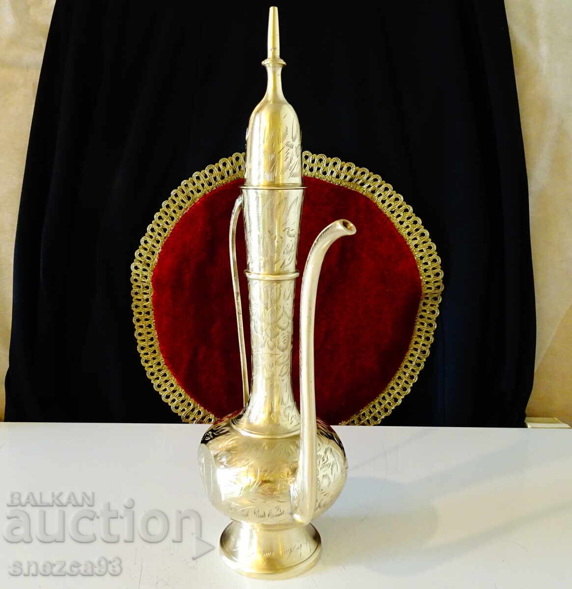 Bronze jug for rakia, ibrik, Aftaba, 36 cm, engraved - 7